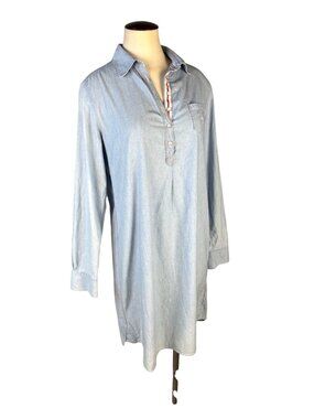 Brooks Brothers Red Fleece Womens Light Blue Chambray Tunic Shirt Dress Size 2
